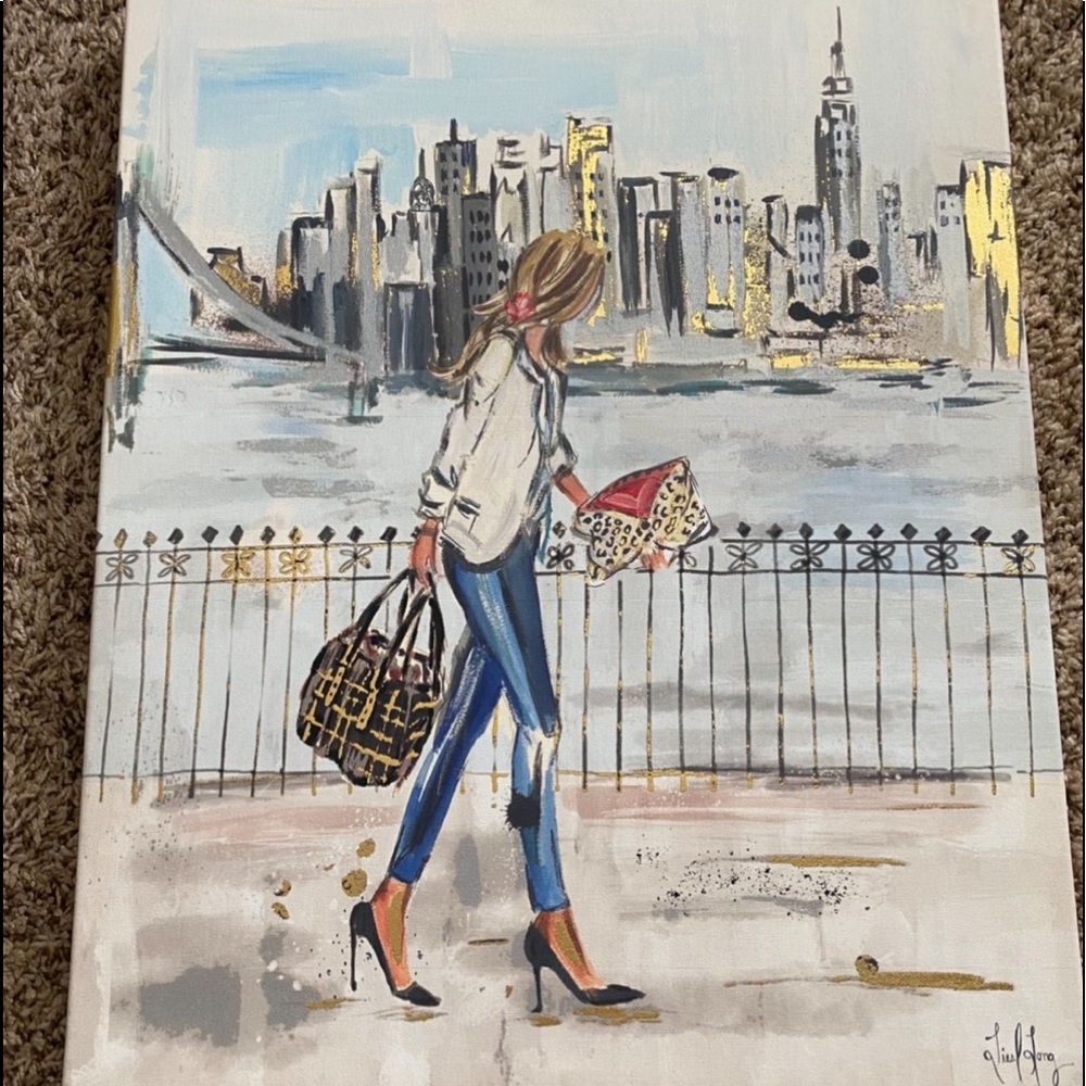 Girl in city wall decor